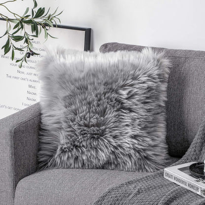Catchy Fur Cushion Cover Pack of 2 – Gray (30cm x 30cm)