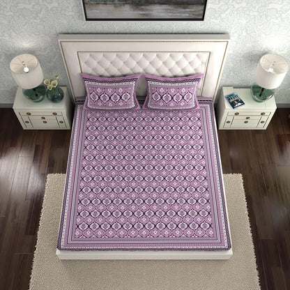 Elegant Ethnic Motifs Patterns 100 %cotton Bedsheet with Pillow Covers
