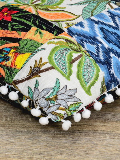 Jaipur Export Quality Handmade Kantha Cushion Covers – Set of 5, Reversible, 16x16 Inches