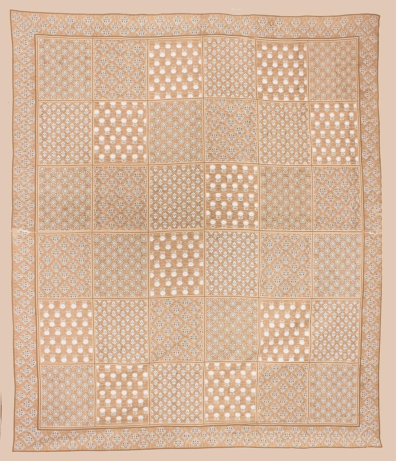 Rajasthani Jaipuri Square Design 100% Cotton Bedsheet with Pillow Covers