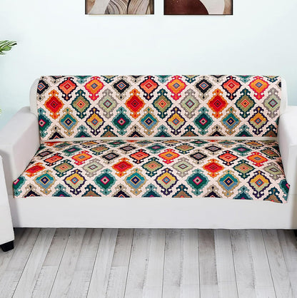 Velvura Ethnic Velvet Sofa Cover Mats – 3 Seater (Set of 2)