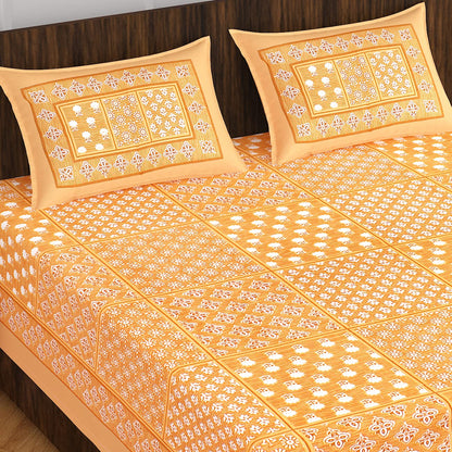 Rajasthani Jaipuri Square Design 100% Cotton Bedsheet with Pillow Covers