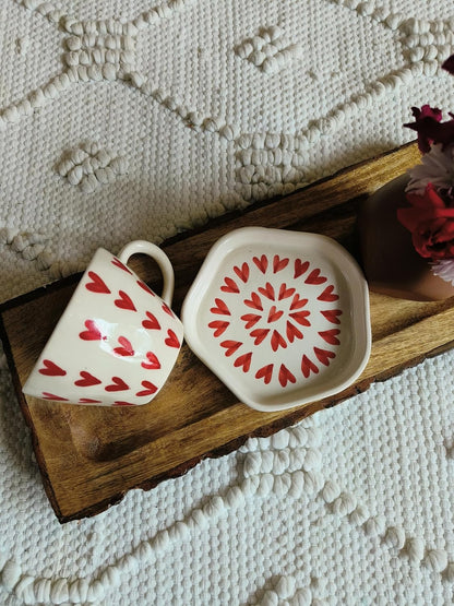 Trendy Ceramic Chai & Coffee Cup with Saucer – 200ML (Set of 1)