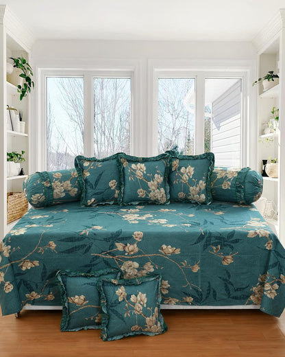 Royal Frill 8-Piece Designer Diwan Set – Floral Cotton Elegance