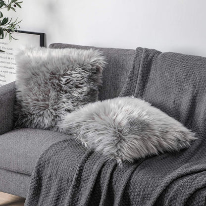 Catchy Fur Cushion Cover Pack of 2 – Gray (30cm x 30cm)