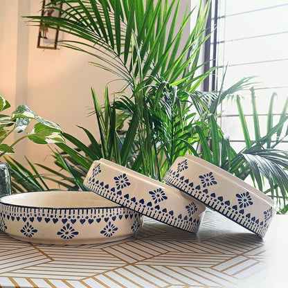 Handmade Ceramic Stylish Premium Flat Deep Salad Chivalry Ceramic Bowls Set – Pack of 3