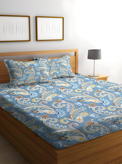 Royal Bloom 5-Piece Embroidered Cotton Bedsheet Set – King Size