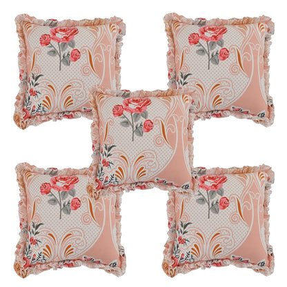 Decorative Frill Cotton Diwan Set – 8 Pieces (Floral Design)