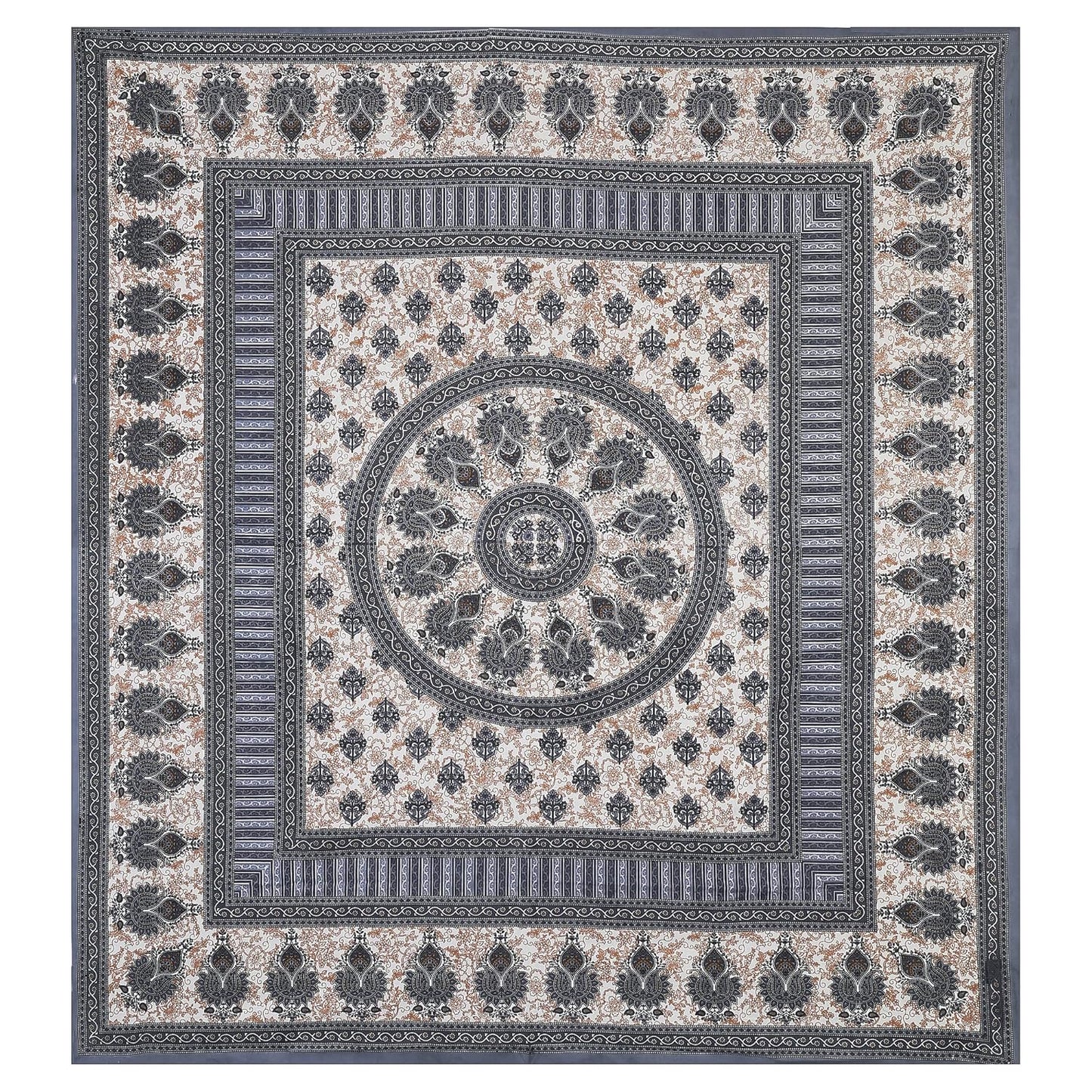 Jaipuri Ethnic 100% Cotton Double Bedsheet Set with 2 Pillow Covers – Multicolor