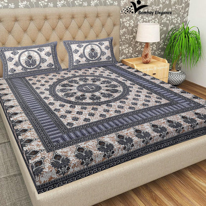 Jaipuri Ethnic 100% Cotton Double Bedsheet Set with 2 Pillow Covers – Multicolor