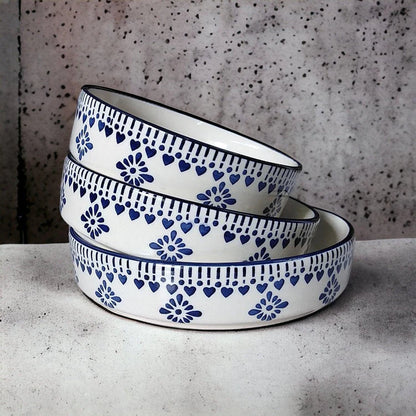 Handmade Ceramic Stylish Premium Flat Deep Salad Chivalry Ceramic Bowls Set – Pack of 3
