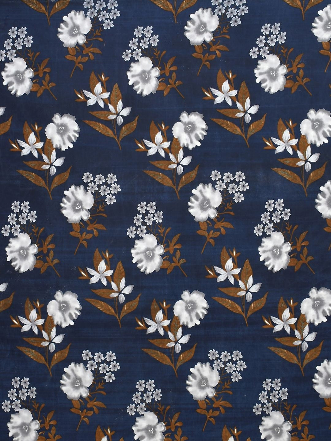 Rangloom Fabrics Premium Aspire Collection Navy Blue Floral Microfiber 144 TC Queen Bedsheet with 2 Pillow Covers