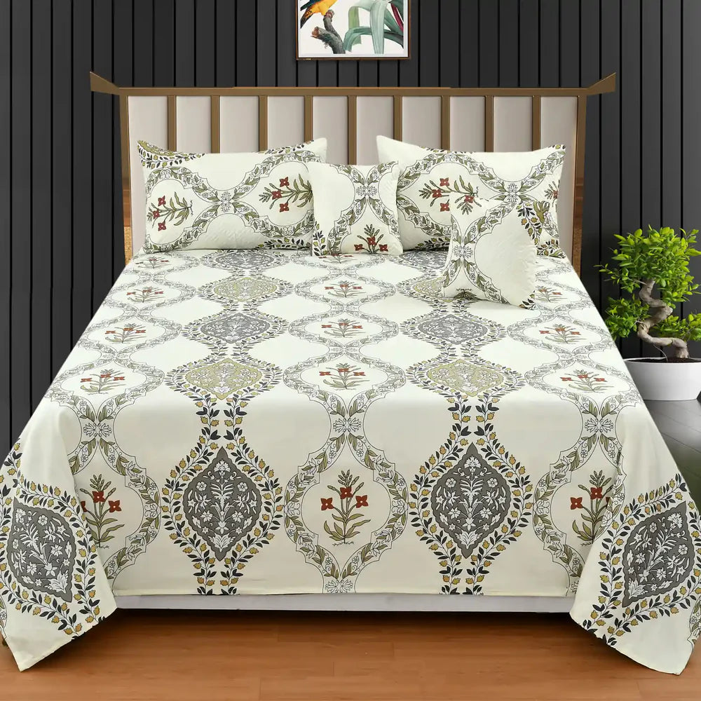 Porcelain Premium King Size Quilted Bedding Sets - 5 Pieces
