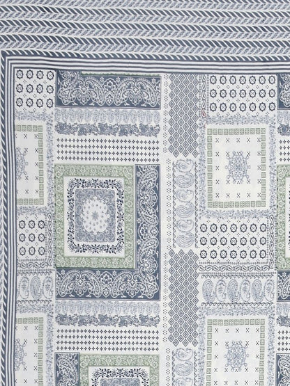 Rangloom Fabrics Grey Geometric Pure Cotton 180 TC King Fine Bedsheet with 2 Pillow Covers