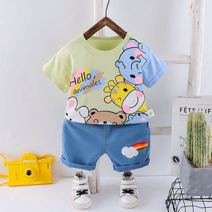 Cool Cubs – Kids Cartoon T-shirt & Denim Shorts Set
