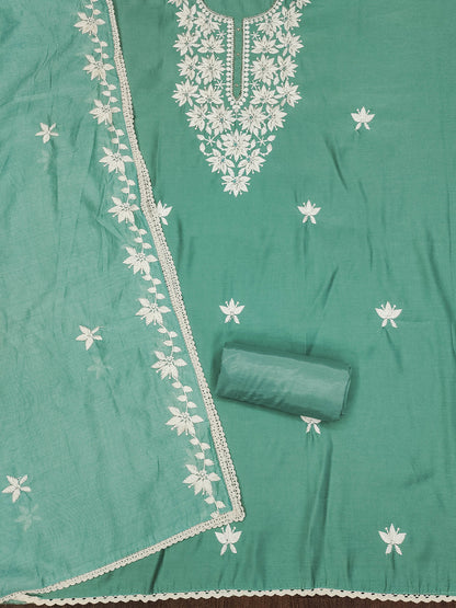 Rani Raiment Floral Embroidered Pure Silk Unstitched Dress Material