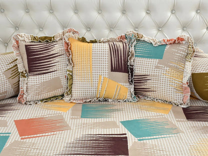 Color blocked Frill Elegance Cotton Diwan Set – 8 Piece Collection