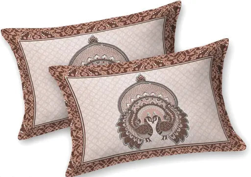 Peacock Design Jaipuri Printed 100% Pure Cotton Bedsheet With Pillow Covers