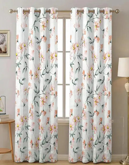 Floral Whispers Cotton Curtain for Home Decor Pack of 2