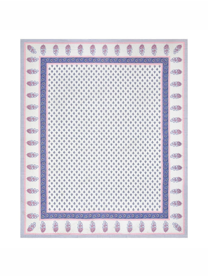 Rangloom Fabrics Blue Floral Pure Cotton 180 TC King Fine Bedsheet with 2 Pillow Covers-108 x 89 inches