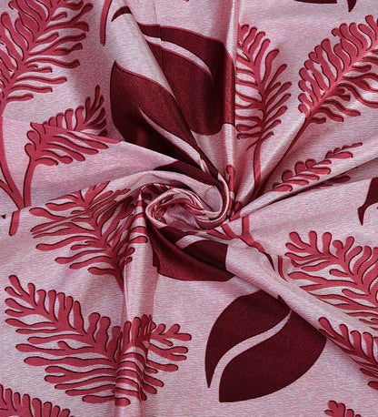 Maroon Fancy Valance Floral Printed Window Curtains Pack of 2