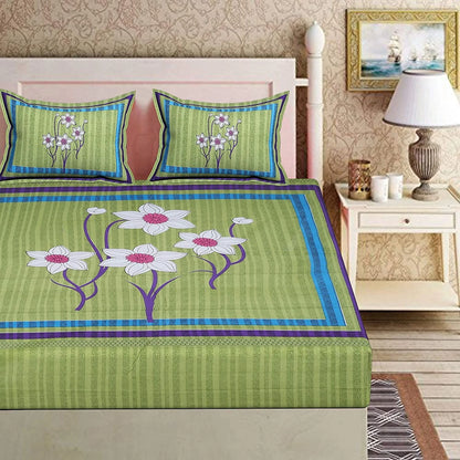 Rajasthani Jaipuri Floral 100% Cotton Bedsheet with 2 Pillow Covers
