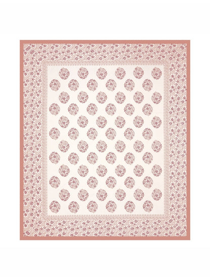 Rangloom Fabrics Peach Floral Cotton 180 TC King Fine Bedsheet with 2 Pillow Covers